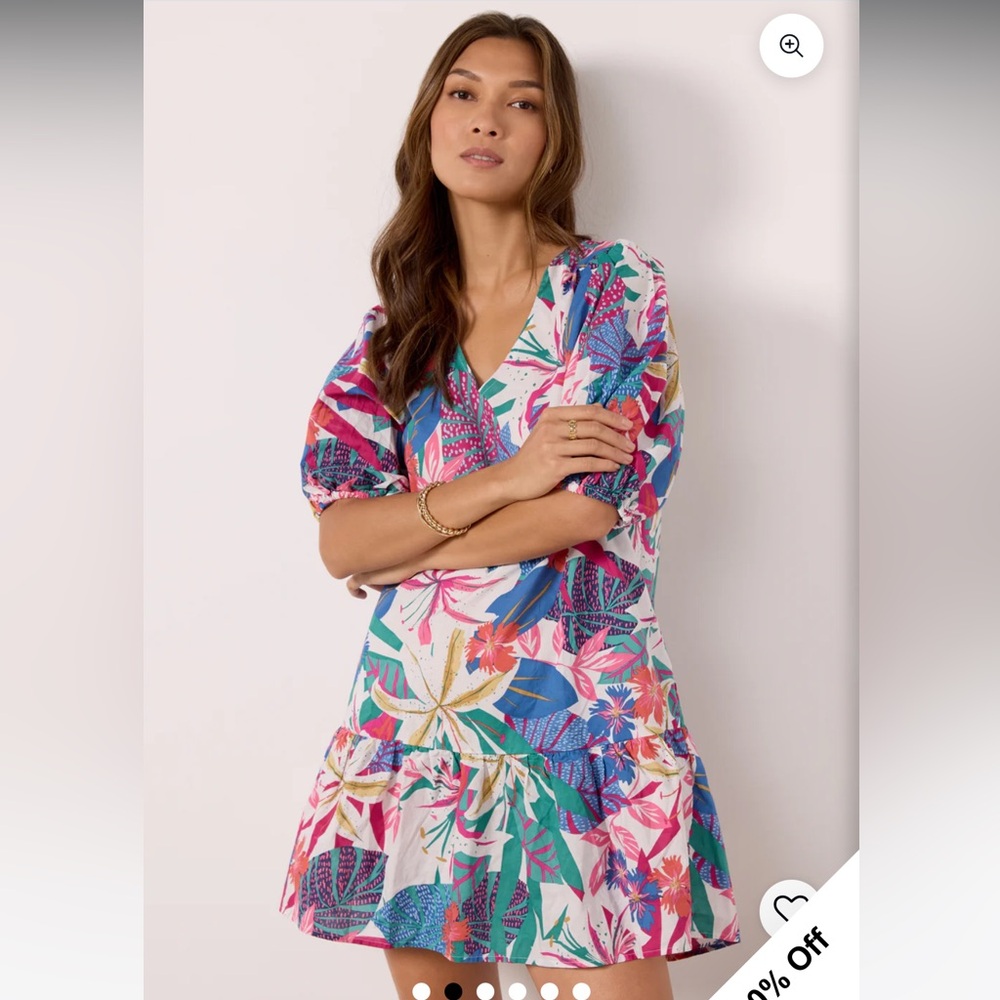 NWOT Sundry All Day Dress, size XS, Tropical Floral Verde Print.